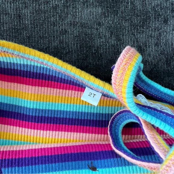 NWT Jane + Jo Ribbed Rainbow Striped House Dress Size 2T - Picture 3 of 5